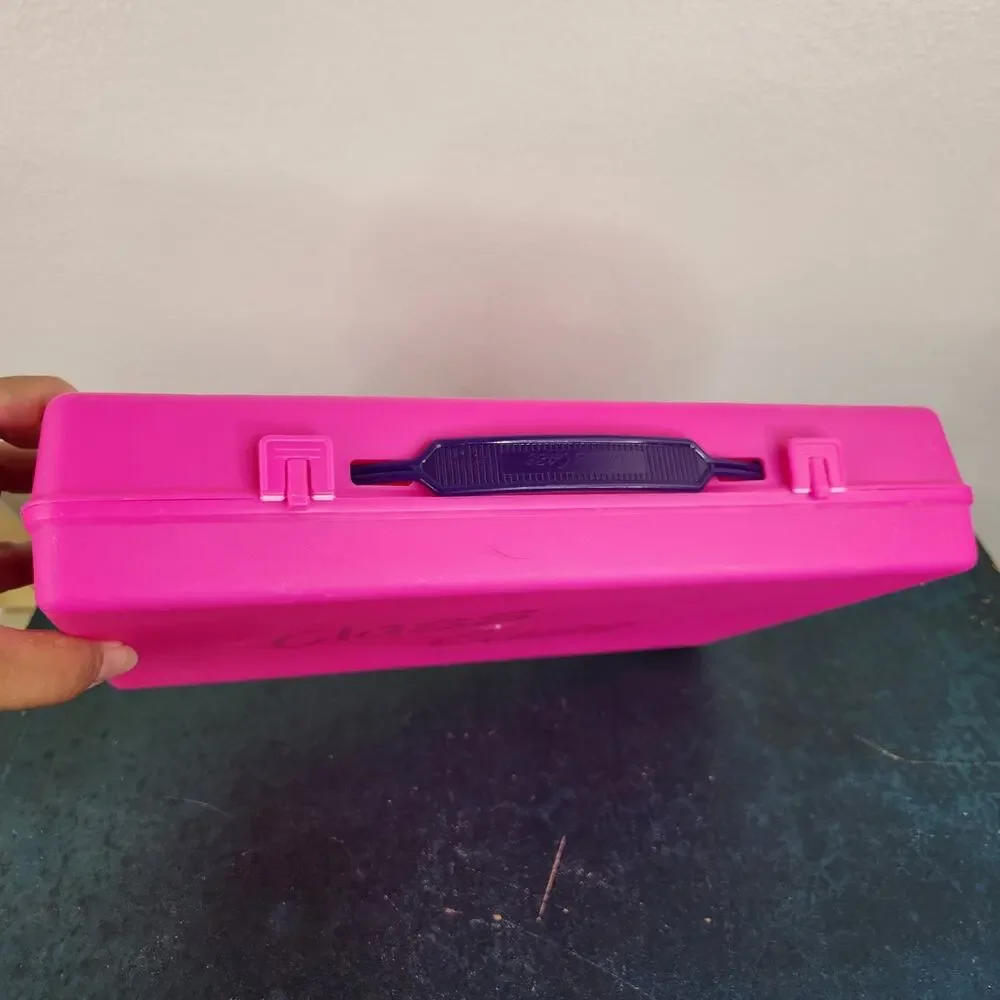 VTG 1990s Class Case Pink Plastic School Supplies Craft Box USA